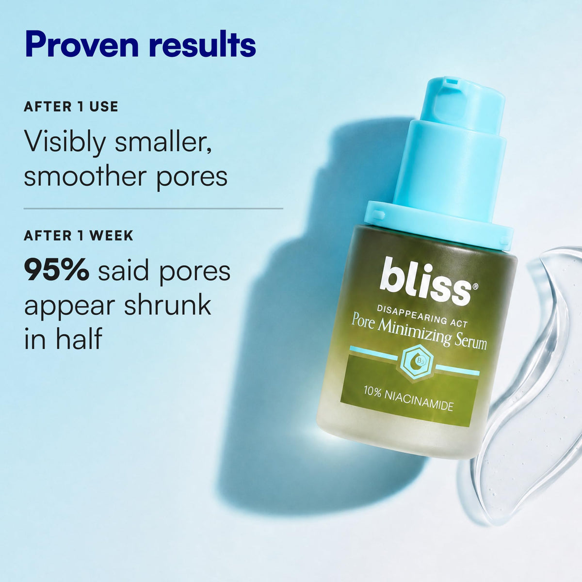 Bliss serum texture close-up drop highlighting lightweight absorption