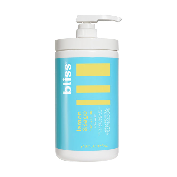 Bliss front bottle showing Lemon & Sage label and large 32 fl oz size benefit