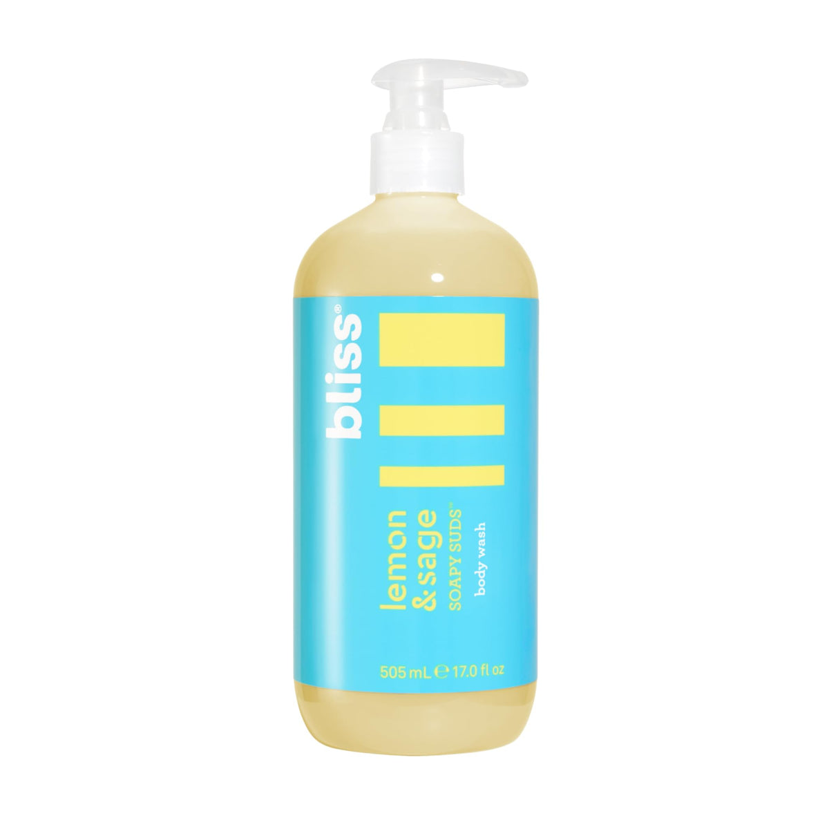 Bliss bottle front packaging showing Lemon & Sage scent and hydration benefits