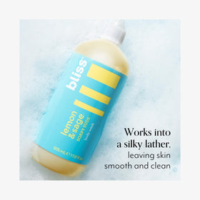 Bliss creamy lather texture on skin highlighting silky, moisturizing foam