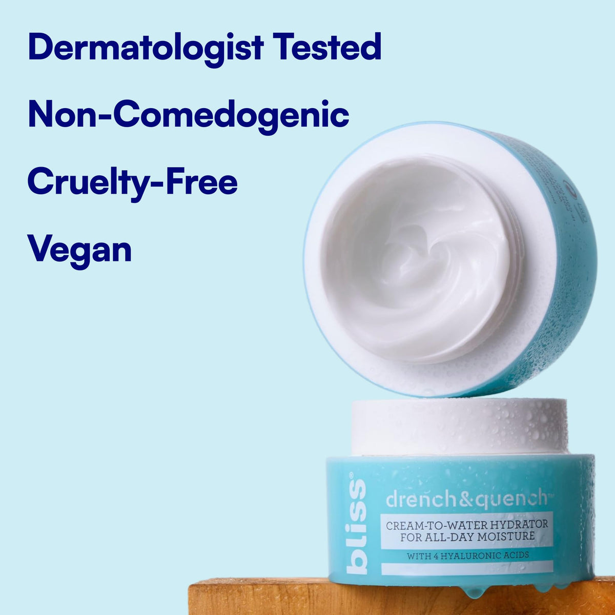 Bliss moisturizer layered under foundation showing makeup-friendly hydration benefit
