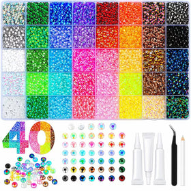 BlissVeritura box open showing 40-color grid and organized rhinestones for quick selection