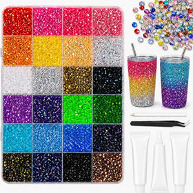 BlissVeritura front packaging showing 24-color rhinestone kit and included tools for convenience