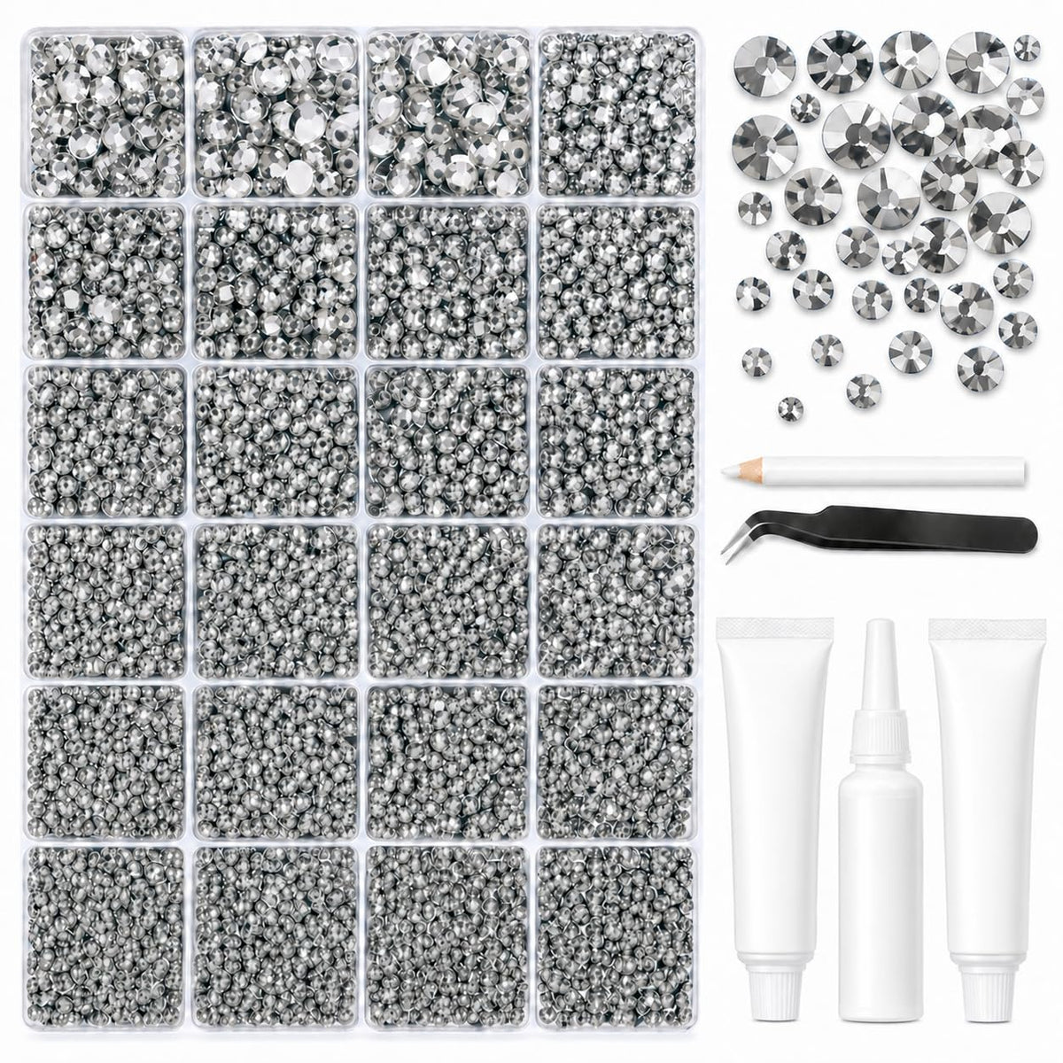 BlissVeritura front packaging showing full rhinestone kit and included tools for easy startup