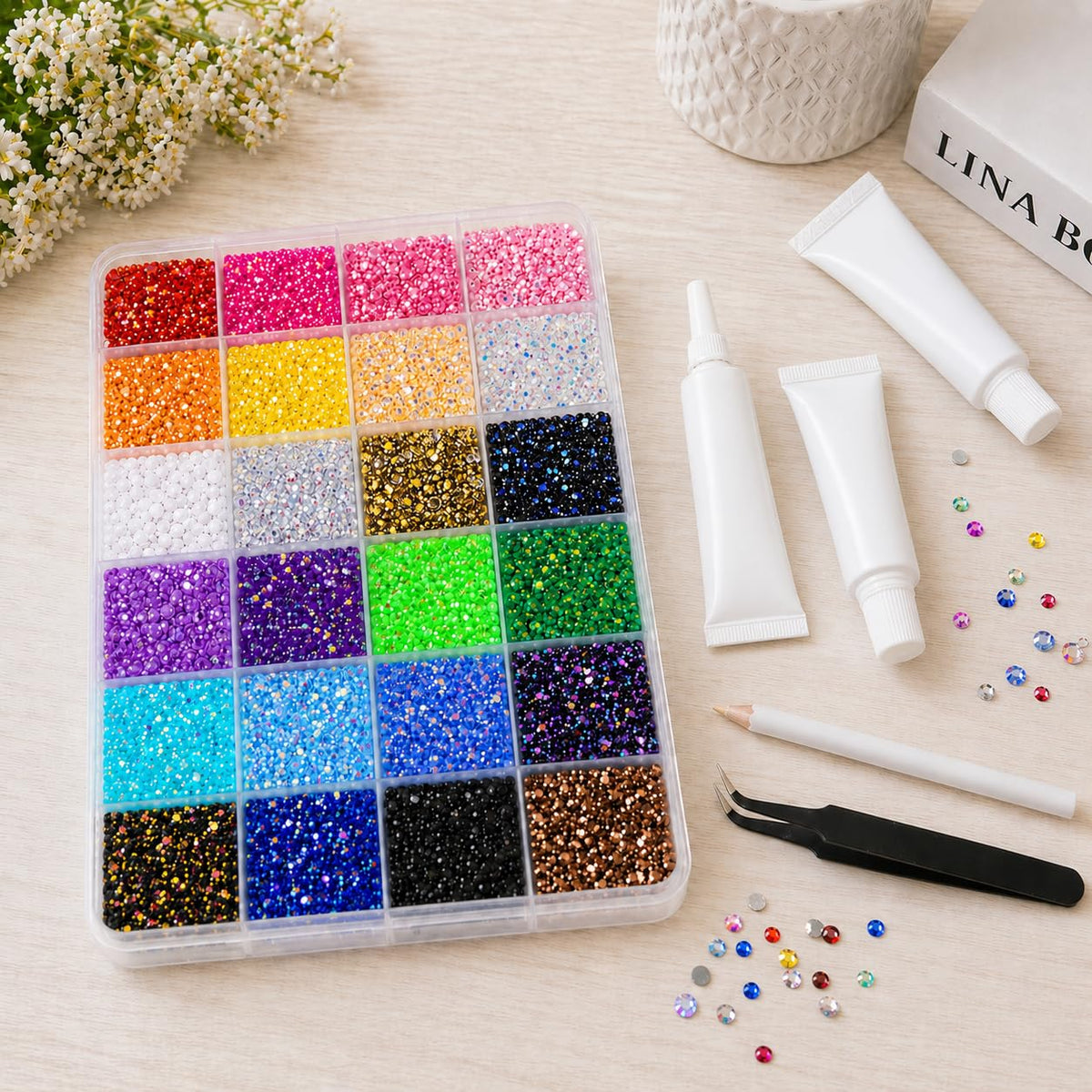 BlissVeritura open compartment grid revealing 24 color sections for organized crafting