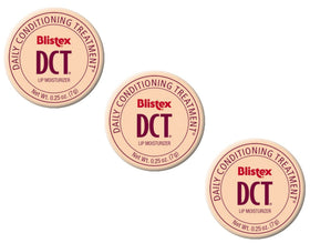 Blistex DCT jar front view showing packaging and convenient three-jar pack benefit