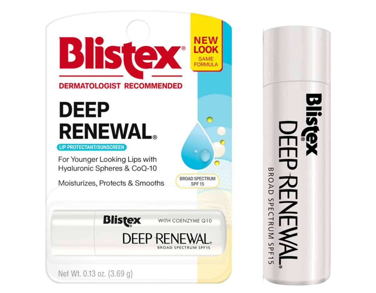Blistex Deep Renewal applied outdoors demonstrating sun protection benefit