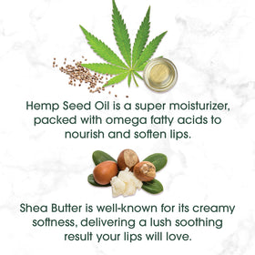 Blistex hemp and shea held in hand to show size and travel-friendly convenience