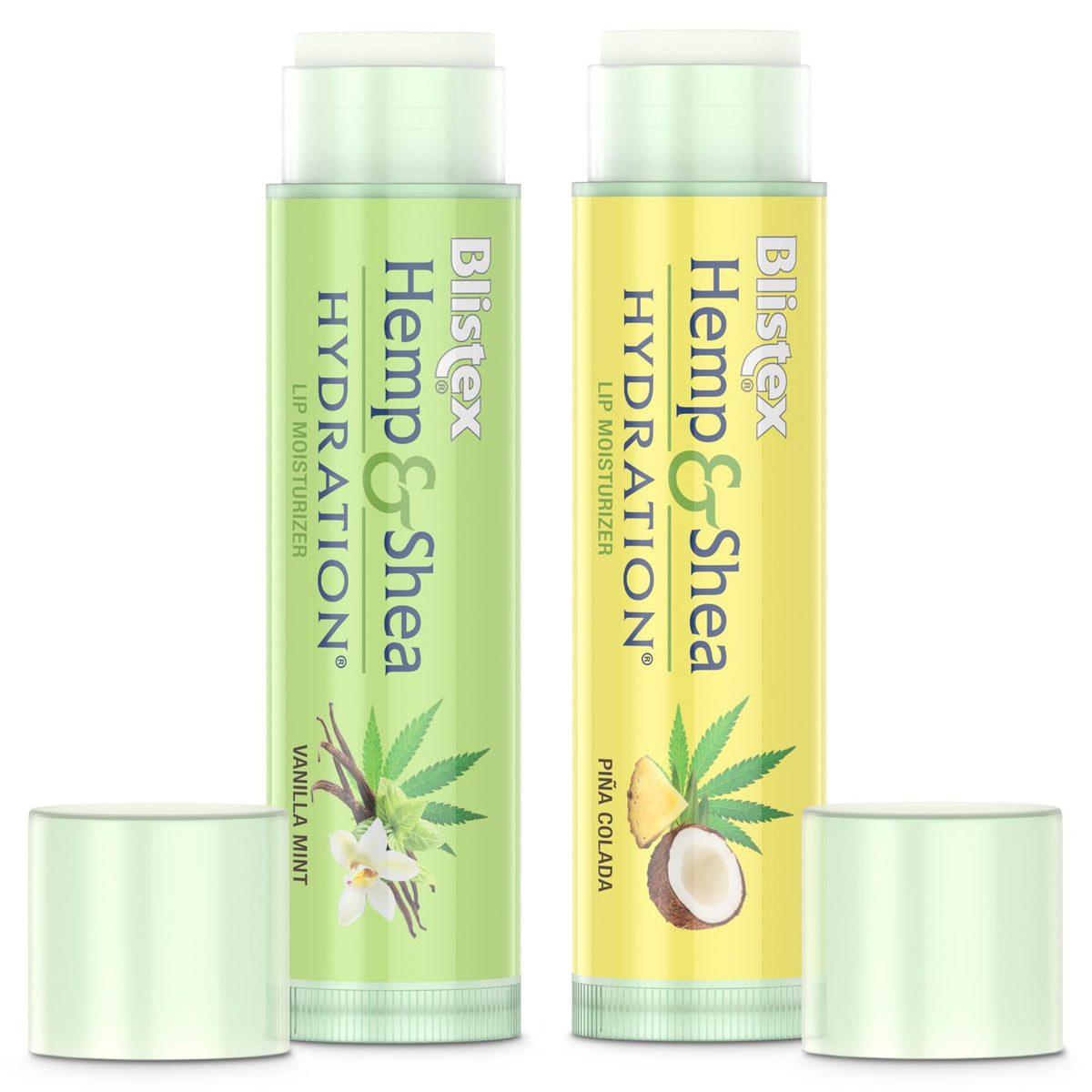Blistex hemp and shea tube close-up highlighting label and easy-glide tip