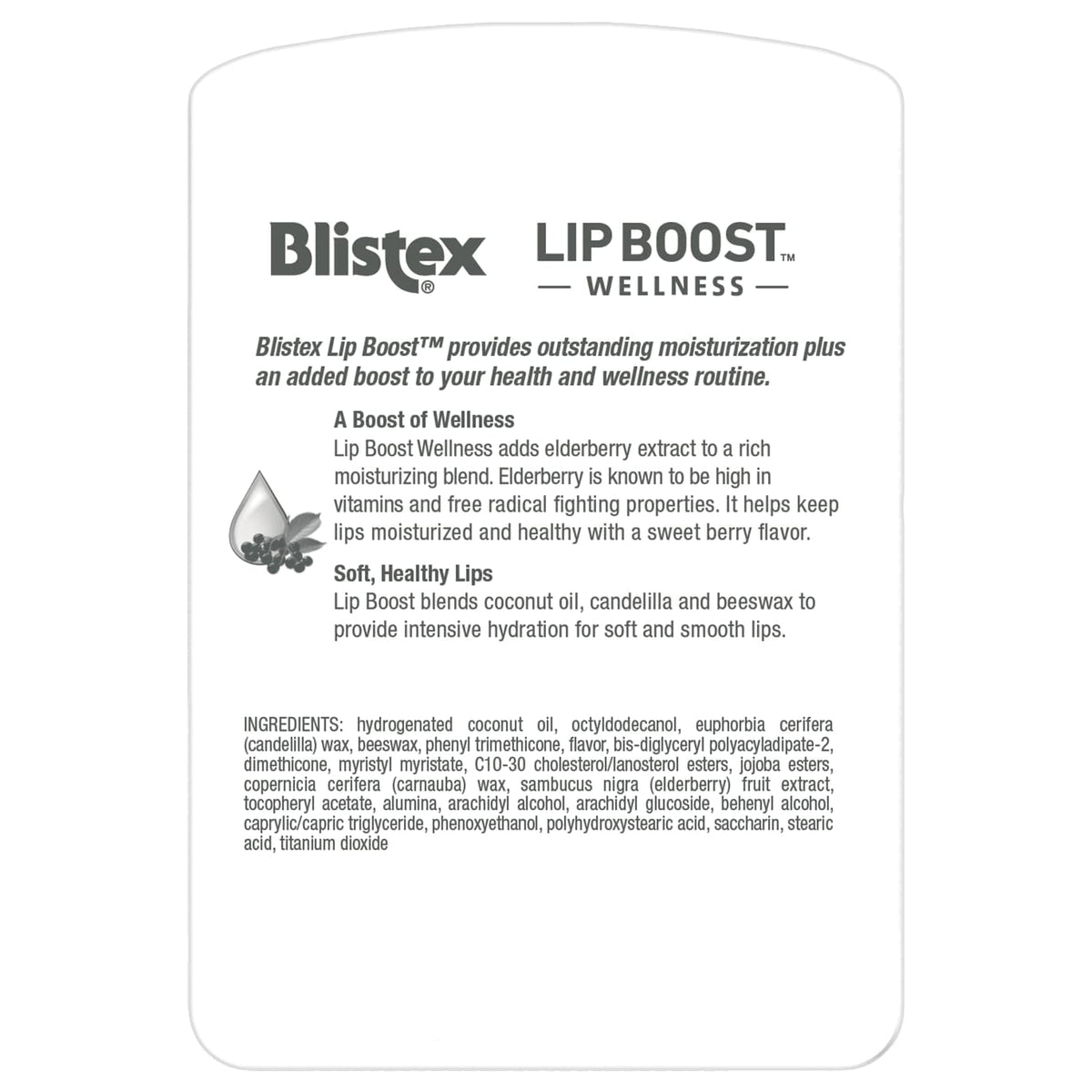 Blistex Lip Boost Wellness smooth balm texture close-up highlighting coconut oil and beeswax moisturizing
