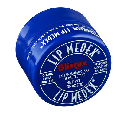 Blistex Lip Medex jar front view showing compact medicated cooling relief