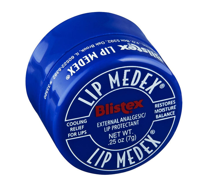 Blistex Lip Medex jar front view showing compact medicated cooling relief
