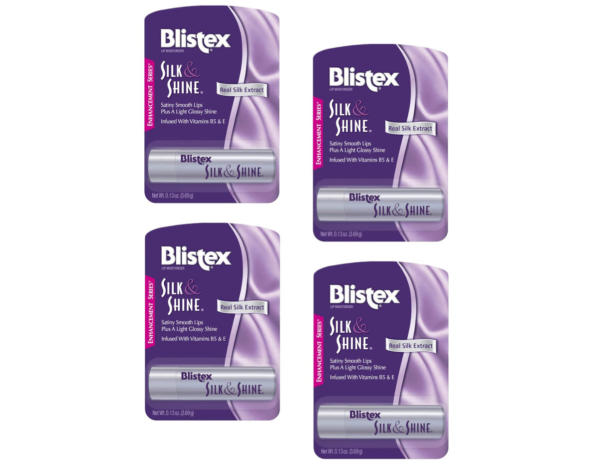 Blistex Silk & Shine front packaging showing pack of four for easy replacement