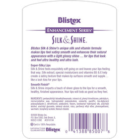 Blistex Silk & Shine close-up texture swatch showing satiny smooth finish