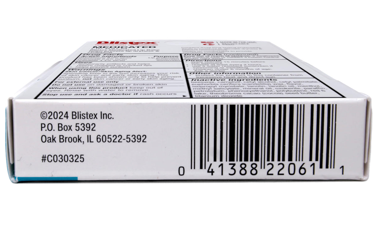 Blistex SPF 15 label detail highlighting sun protection benefit