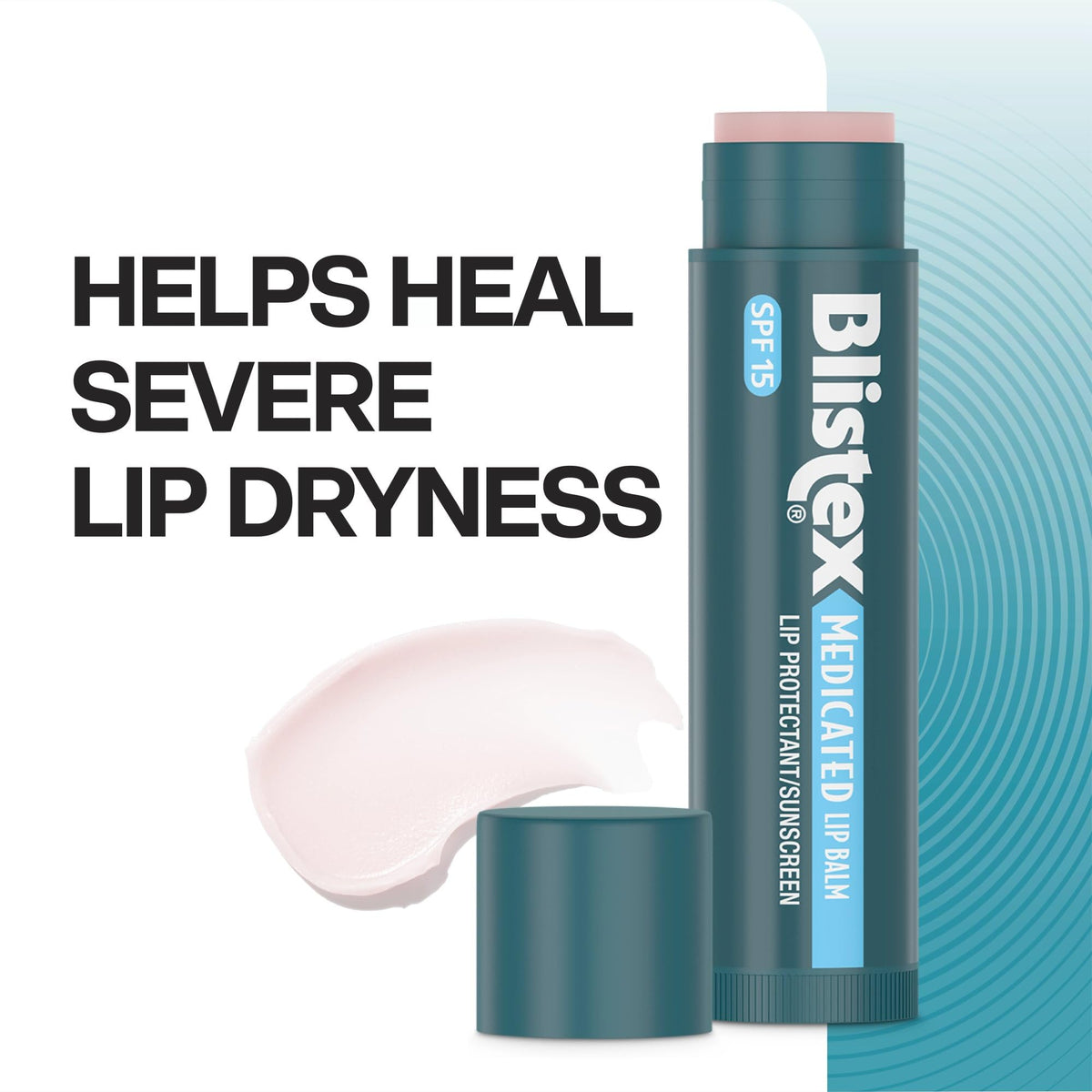 Blistex stick held in hand showing compact .15 oz size and portability