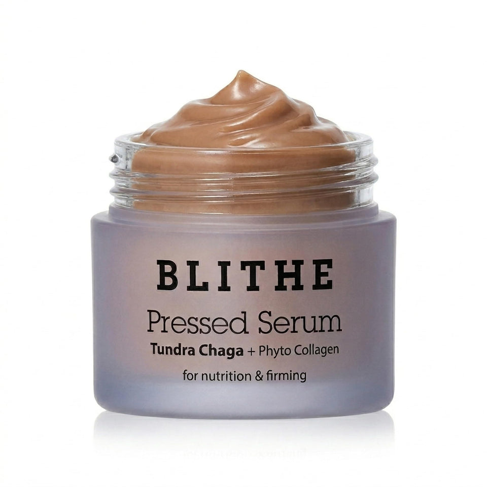 BLITHE jar front view showing compact 0.91 fl oz packaging and premium finish