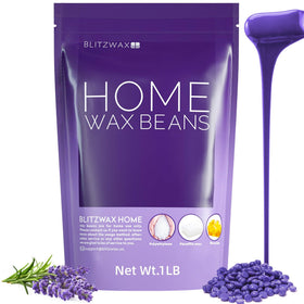 BLITZWAX front packaging showing lavender beads and one-pound pouch, clear product ID and benefit