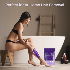 BLITZWAX lifestyle bathroom setup showing salon-quality at-home waxing and calming lavender scent