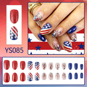 Bloazife close-up of tiny American flag nail design emphasizing festive detail