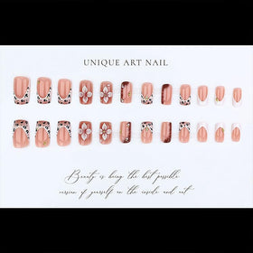 Bloazife top view of leopard print accent nail adding bold contrast to neutral set