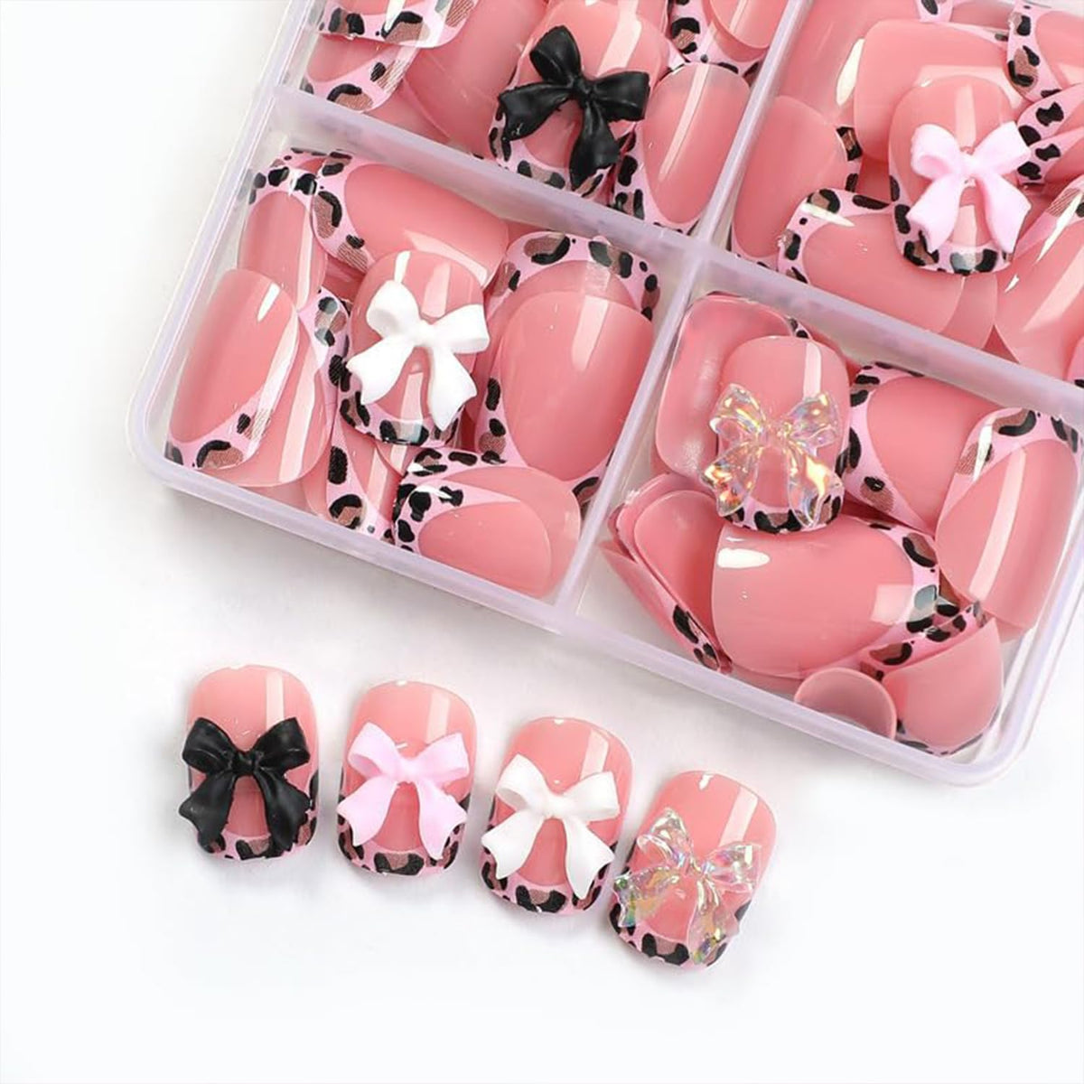 Bloazife leopard accent nail close-up highlighting pattern variety and style