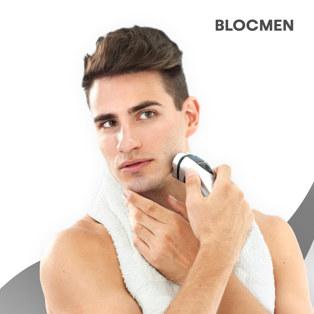Blocmen label close-up highlighting Swiss-made quality and sensitive-skin formulation