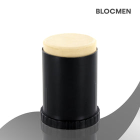 Blocmen stick texture close-up revealing smooth solid formula for even application