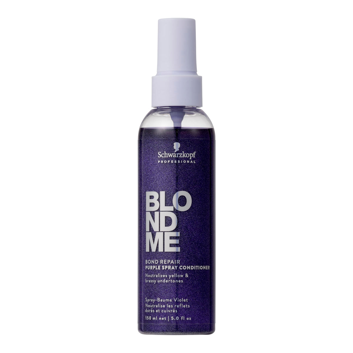 BlondMe front packaging showing bottle and purple label for salon-quality toning