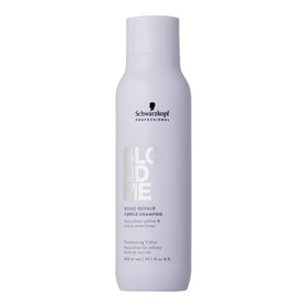BlondMe purple shampoo front view showing product and cooling benefit