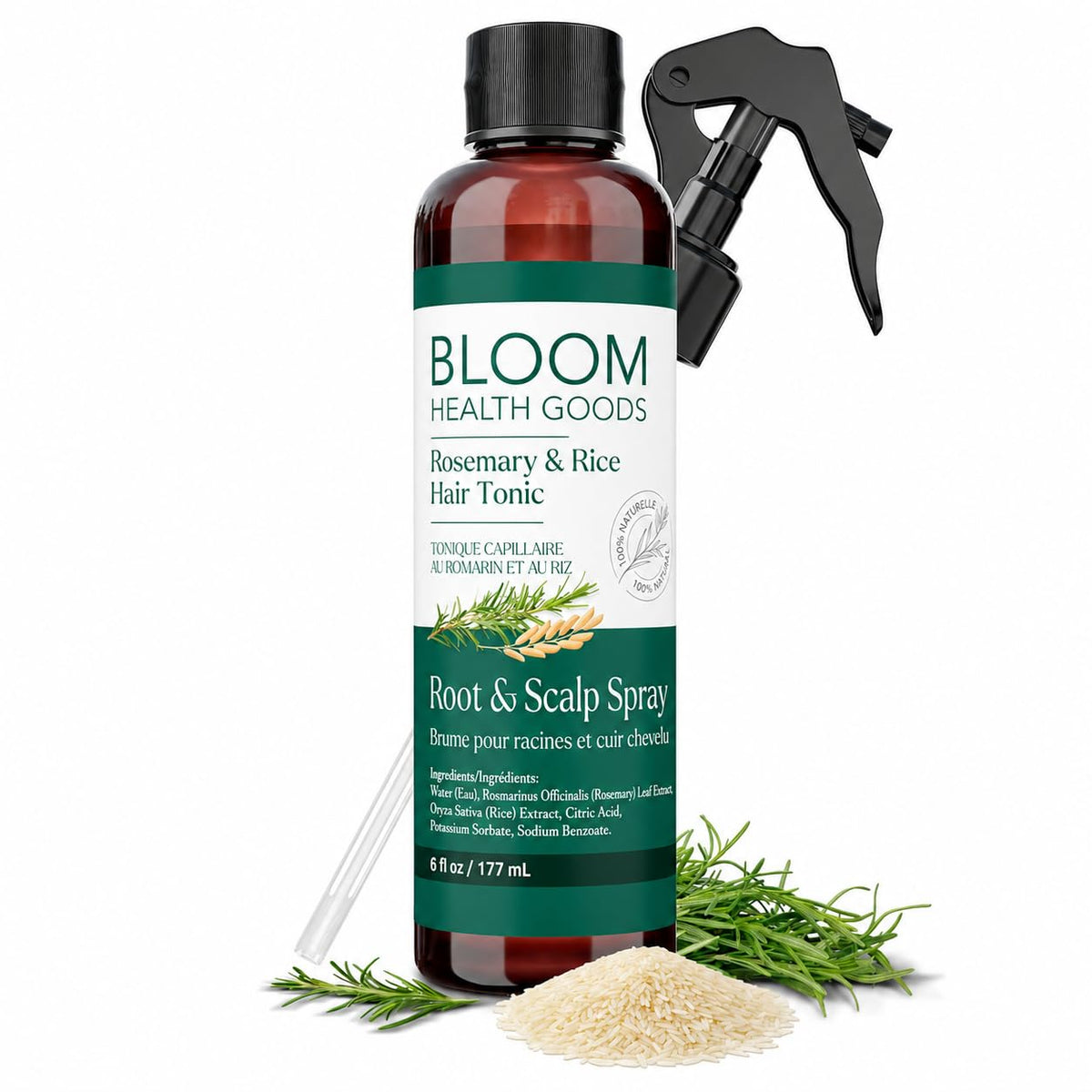 Bloom Health Goods front bottle view showing label and clean packaging benefit