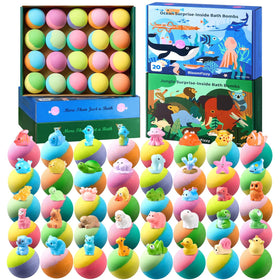 BloomFizzy front packaging showing ocean and jungle themed boxes and colorful design