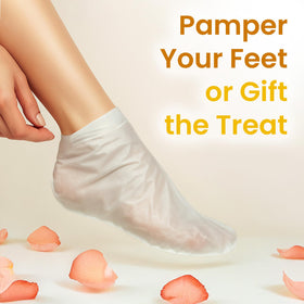 BLOOMORA foot mask held in hand demonstrating compact size