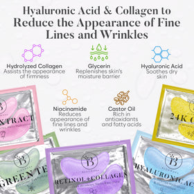 BLOOMORA close-up of a single hydrogel under-eye patch showing smooth texture and glow