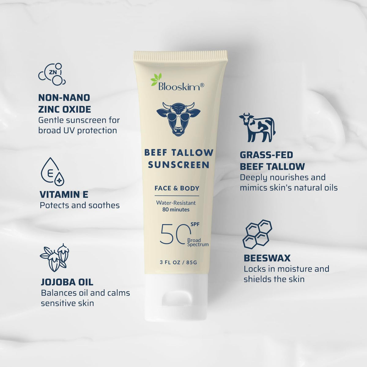 Blooskim 3 oz tube held next to hand for compact size and portability