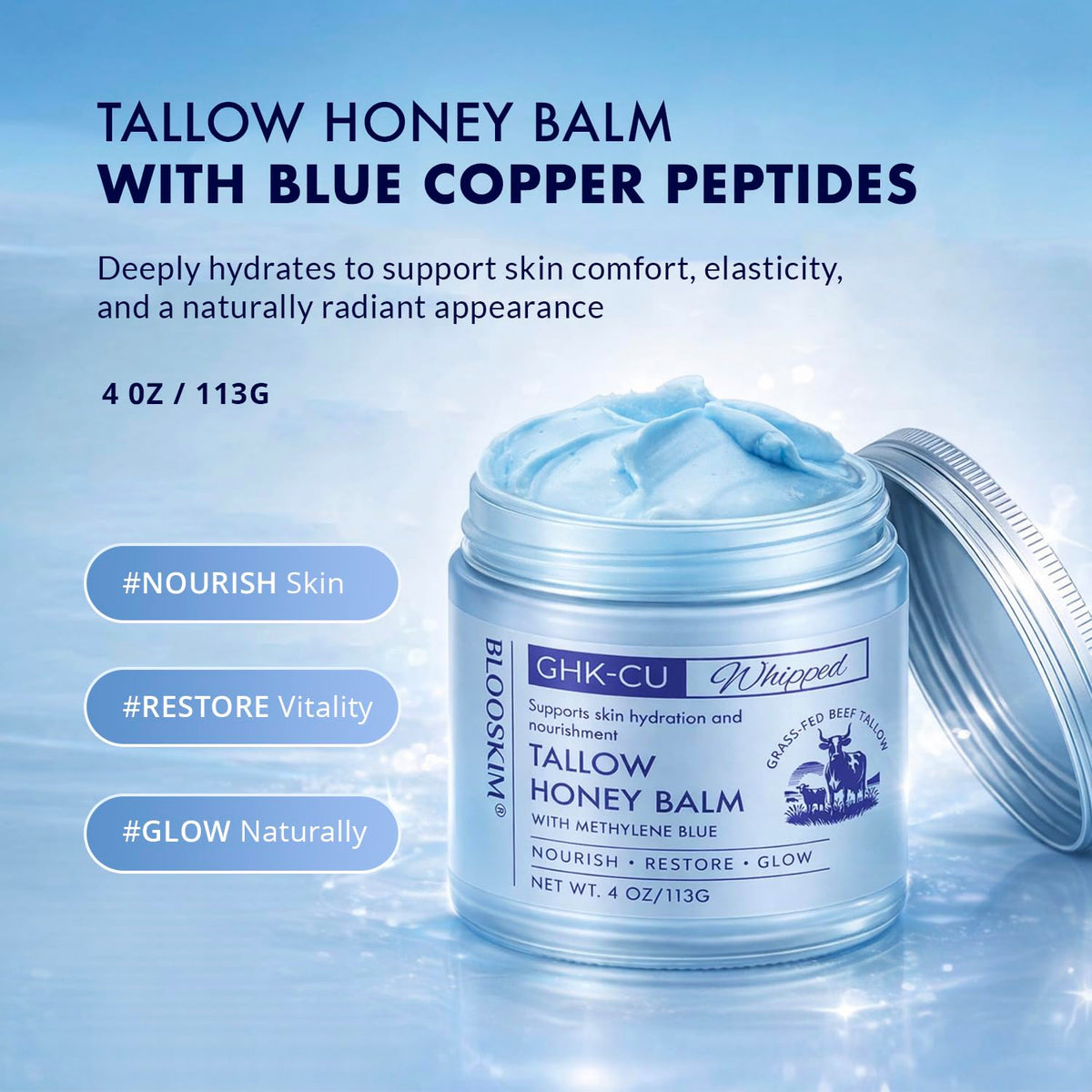Blooskim whipped texture closeup illustrating smooth application and absorbency