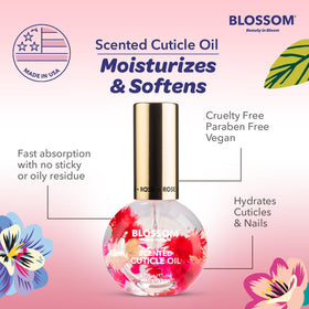 Blossom applying oil to cuticle demonstrating moisturizing benefit and easy use