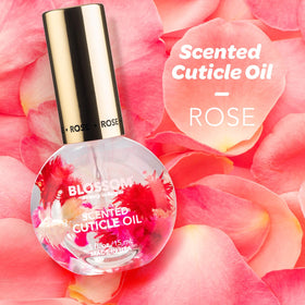 Blossom close-up of real dried rose petals inside bottle highlighting natural ingredients