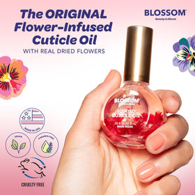 Blossom oil texture on dropper showing lightweight smooth oil for fast absorption