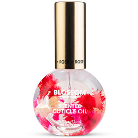 Blossom front packaging showing rose petals and clear glass bottle for attractive display