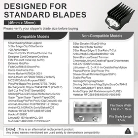 BLOTMS barber station with guards displayed to show professional workflow readiness