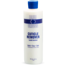 Blue Cross front bottle showing professional cuticle remover label and volume benefit