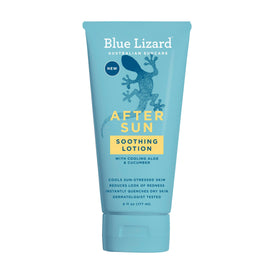 BLUE LIZARD front packaging showing 6 oz soothing lotion and key benefits