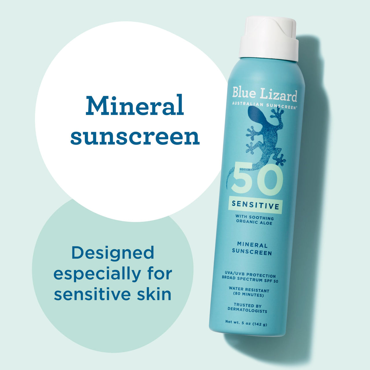 Ingredient label close-up highlighting Blue Lizard reef-friendly and vegan benefits