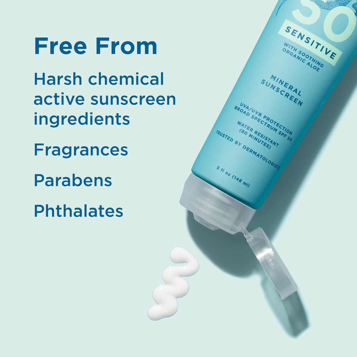 Blue Lizard label highlighting zinc oxide, titanium dioxide and organic aloe vera