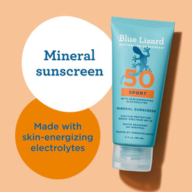 Blue Lizard ingredients label highlighting mineral actives for safety
