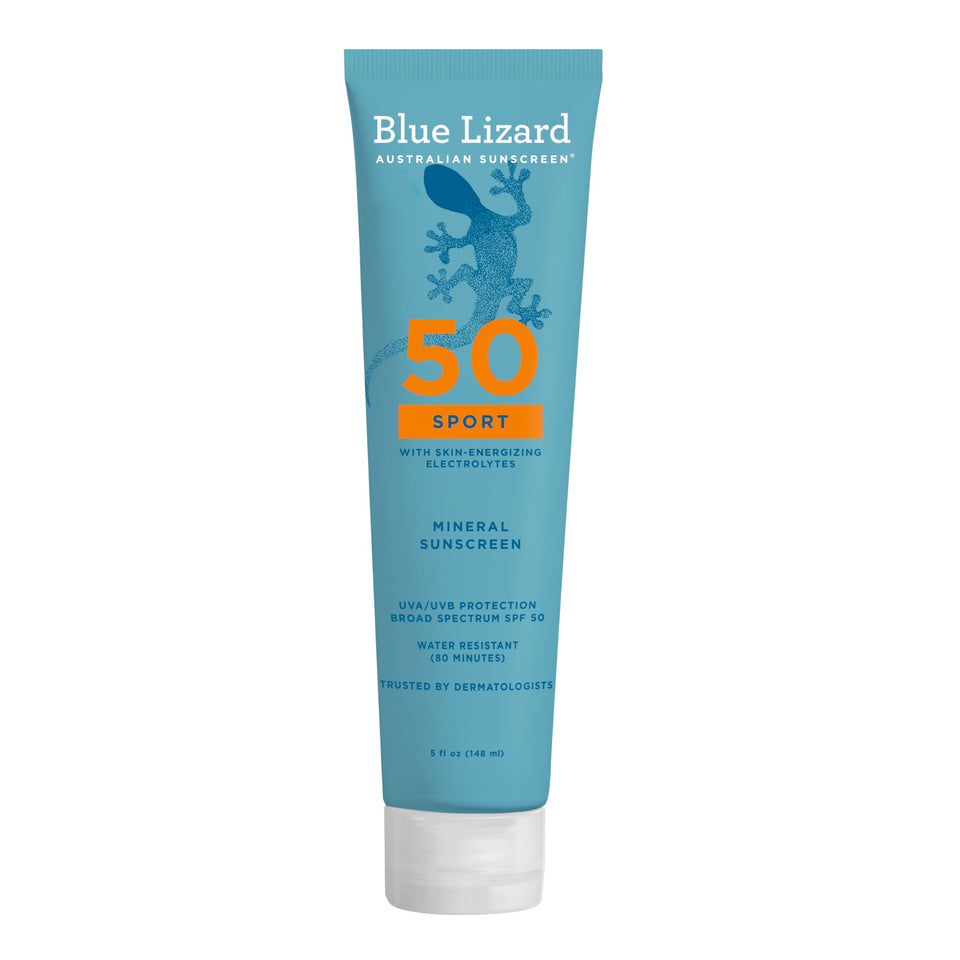 Blue Lizard front packaging showing SPF 50 and sport benefits