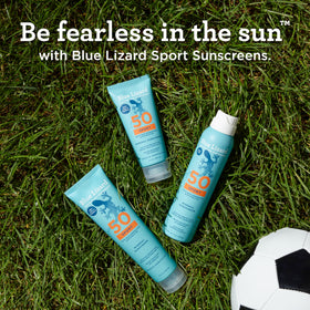 Blue Lizard ingredients label showing mineral actives and vegan note