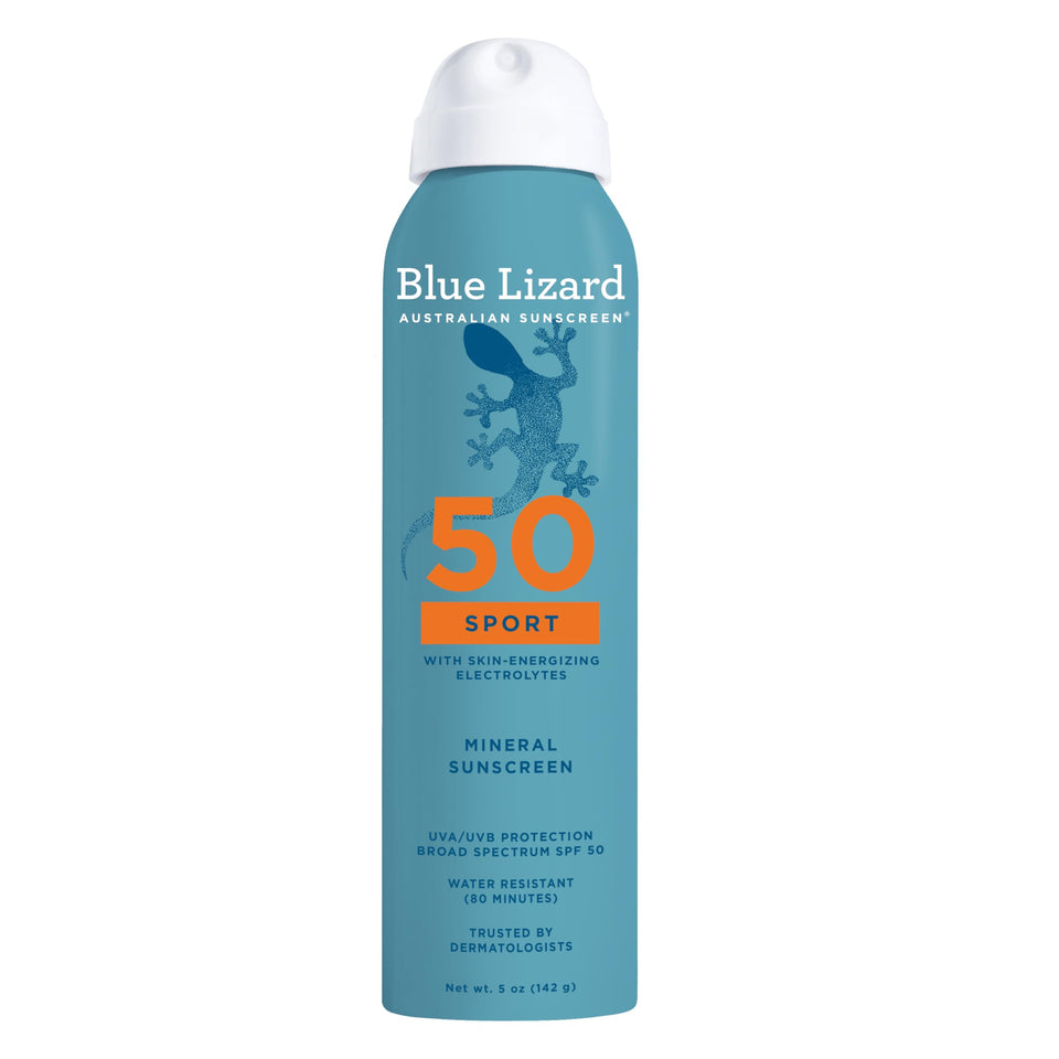 BLUE LIZARD front packaging showing SPF 50+ benefit