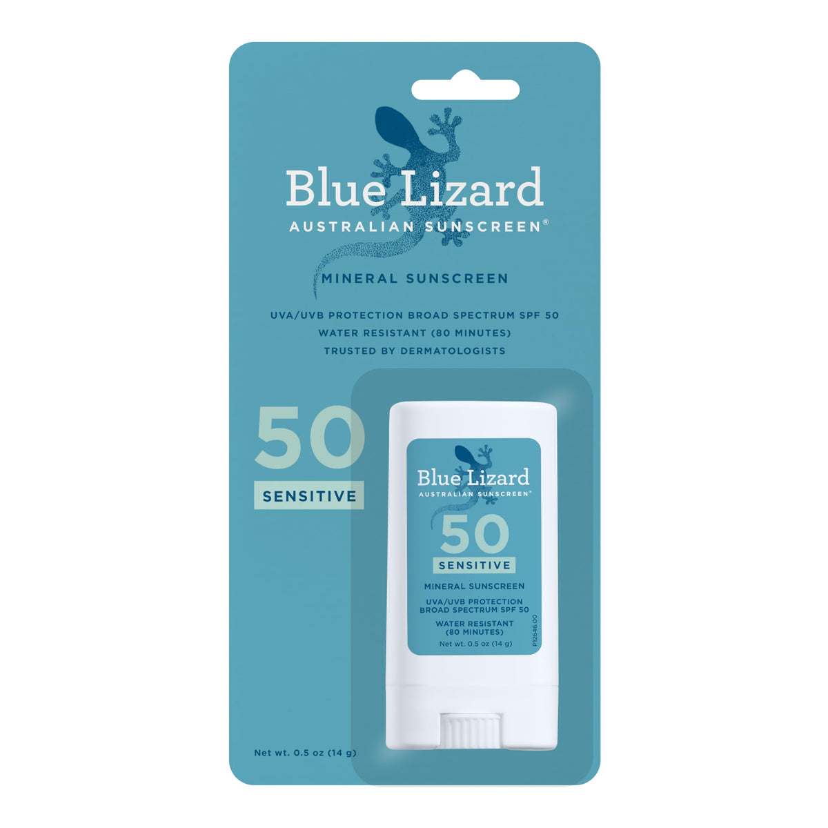 BLUE LIZARD front packaging showing compact stick for easy protection
